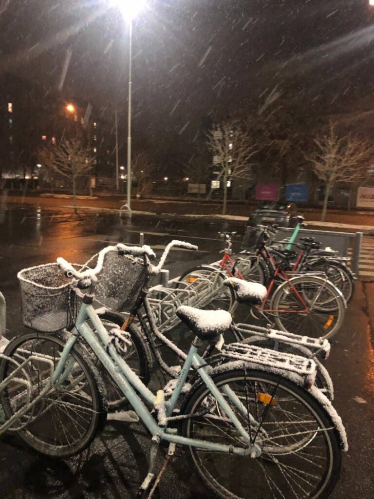 Snow on bicycle